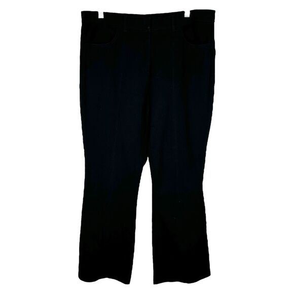 Isaac Mizrahi Plus Size‎ 16 Pants Black Trousers Flare High Rise Stretch 266 - Picture 1 of 9